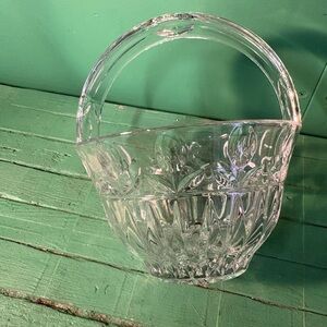 Clear Glass Decorative Basket with Handle